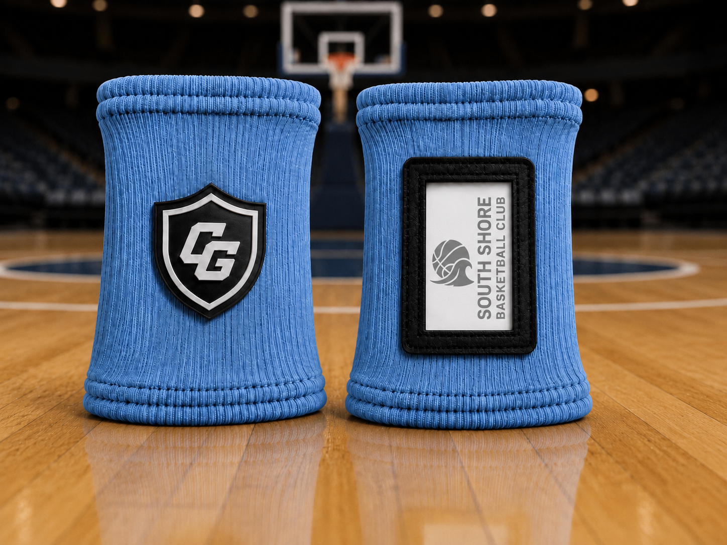 Custom light blue Clutch Guard team wristbands
